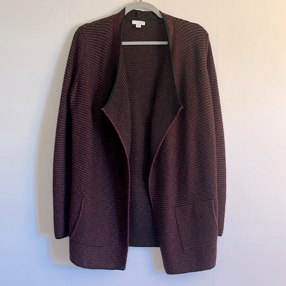 J. Jill Sweaters - J. Jill purejill Long Line Open Front Cardigan Sweater Size XS Purple Black